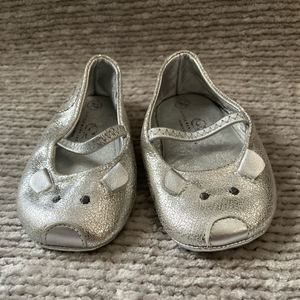Little Marc Jacobs Mouse Ballet Flats Silver‎ Baby Shoes Size 18/19